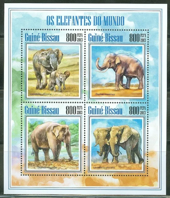 Guinea Bissau 2014 Elefanten Von The World Blatt Von Vier Briefmarken