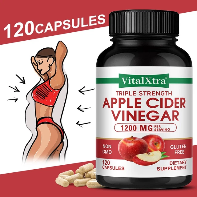 Complément Alimentaire Vinaigre De Cidre De Pomme 2500 Mg - 120 Capsules, Avec Gingembre Et Thé Vert, Gestion Du Poids