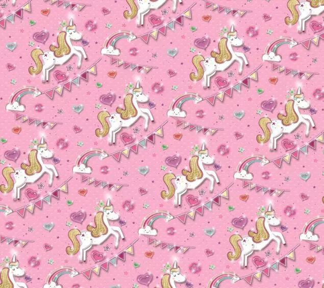 2 Sheets Gift Wrap Wrapping Paper Kids Girls Mum Birthday Pink Unicorn Rainbow