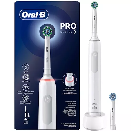 Oral-B PRO Series 3 CrossAction Electric Toothbrush - White Brand New