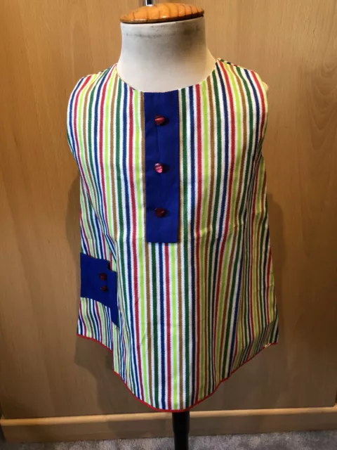 Vintage 1960’s Girls Multi Coloured Striped  Summer Dress Or Top Age 12-18 Month