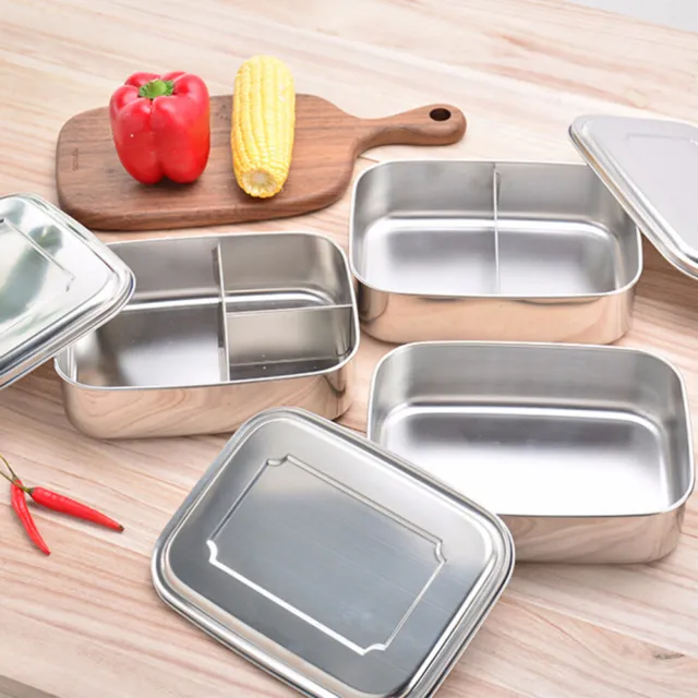 Stainless Steel Food Container Bento Storage Lunch Box 3 Compartments Design