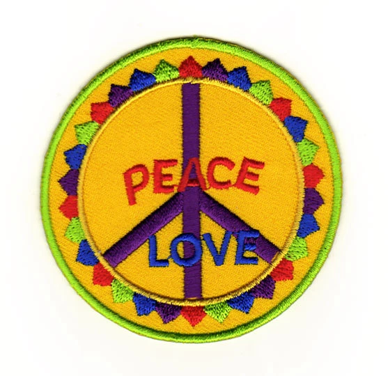 ad82★Peace Zeichen Love Aufnäher Patch Bügelbild Applikation Flicken 7,5 x 7,5cm