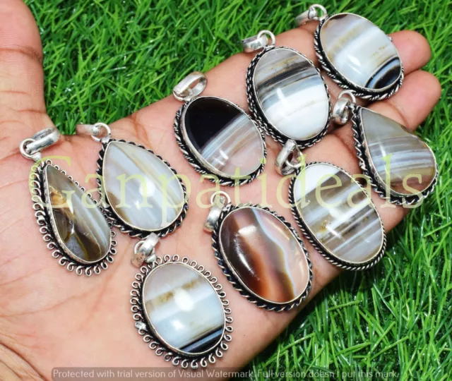 Botswana Agate Gemstone Pendant Wholesale Lots 925 Silver Plated Ethnic Jewelry