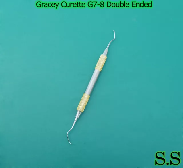 Gracey Curette G7-8 Double Ended With Gold Plated Points, Dental Instruments