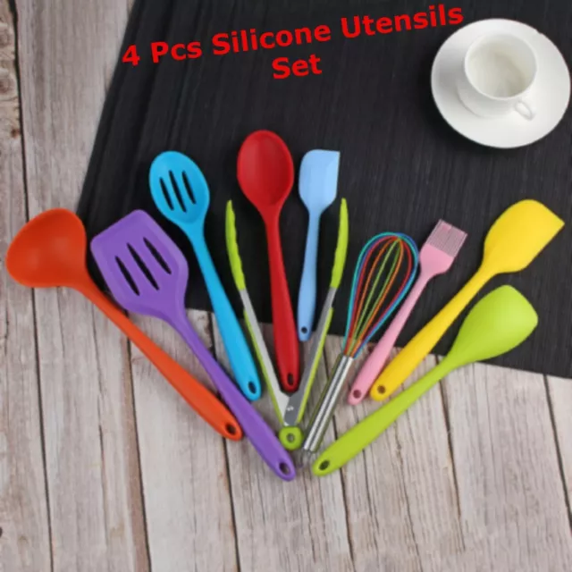 Silicone Kitchen Utensils Set Cookware Nonstick Baking Cooking Spoon Tools UK