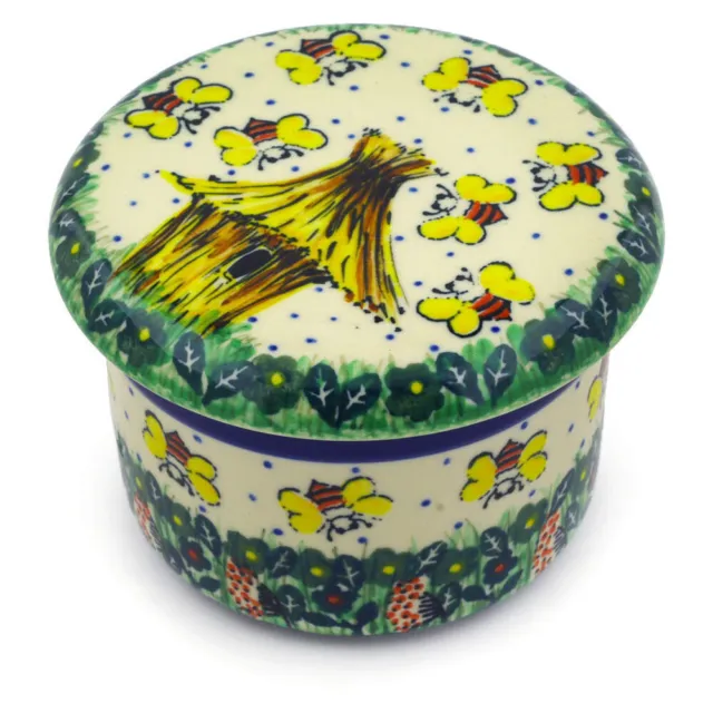 Polish Pottery French Butter Dish Ceramika Artystyczna Bee Happy UNIKAT