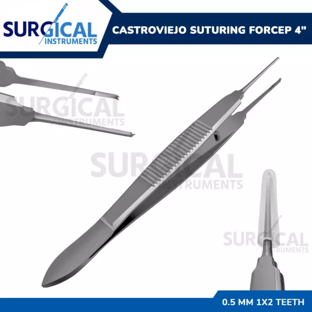 Castroviejo Suturing Forcep 4" 0.5 mm 1x2 teeth Dermal Surgical German Grade
