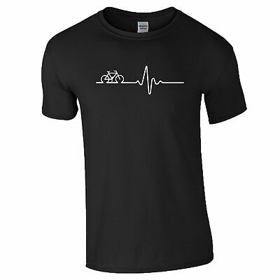 Cycle Pulse T-Shirt Bicycle Heart Beat Mountain Bike Riding Cycling Gift Men Top