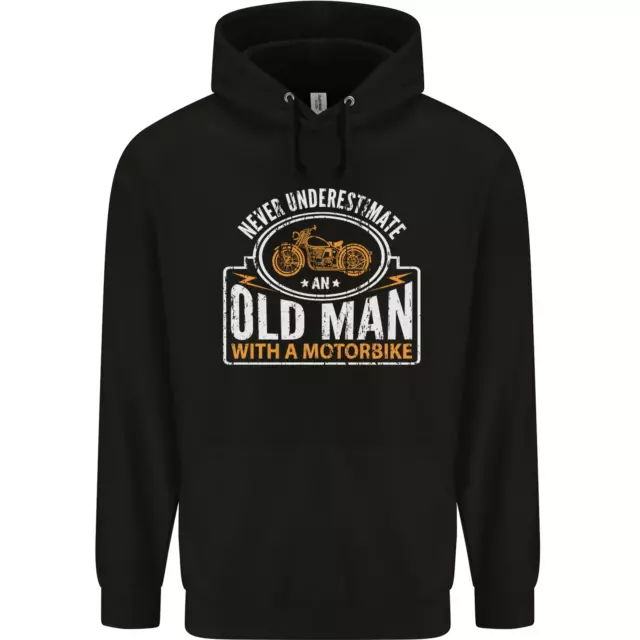 Felpa con cappuccio da uomo vecchio moto biker divertente 80% cotone