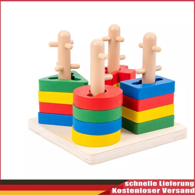 Baby Holz Geometrische Formen Sortieren Mathe Spielzeug Set Montessori Pädagogis