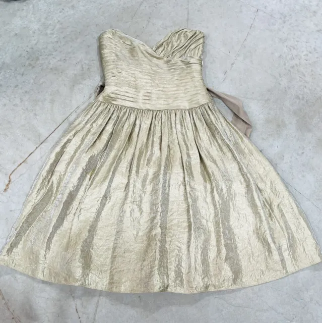 Laundry by Shelli Segal Gold Metallic Strapless Formal Evening Prom dress SZ 10
