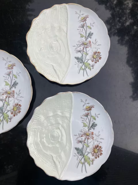 3 pc Vintage Weimar  Seafood/Oyster/Shellfish/Conch Shell & Floral Plates 8½" 3