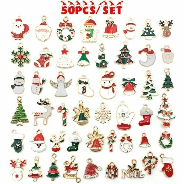 50 Stück Mixed Strass Emaille Weihnachten Charms Anhänger DIY Schmuck