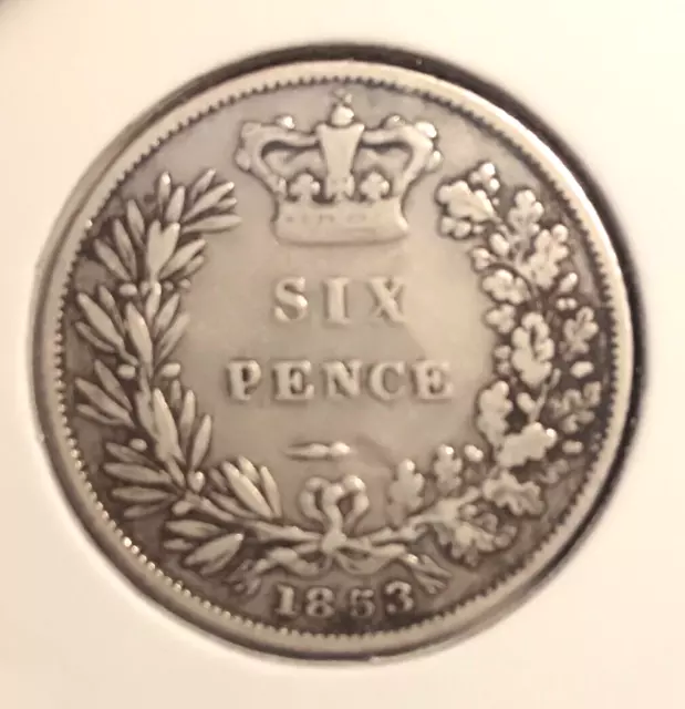 UK 1853 Queen Victoria  Silver Sixpence