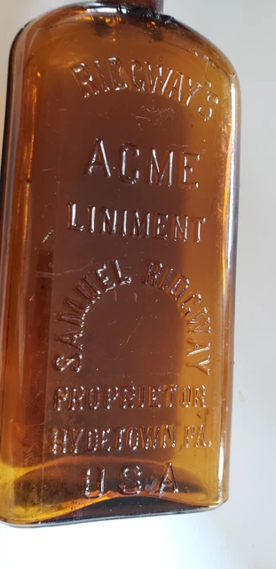 Vtg 12 Oz Ridgways Acme Liniment  Pharmaceutical Medical Brown Glass Bottle