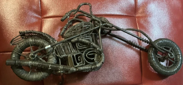 Vintage  Harley Davidson Chopper Hand Made Sculpture Made With Wire