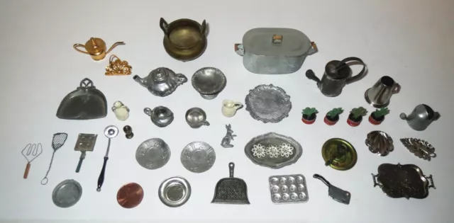 Large Antique Dollhouse MIXED LOT - METAL ACCESSORIES & HOUSEWARE Collection