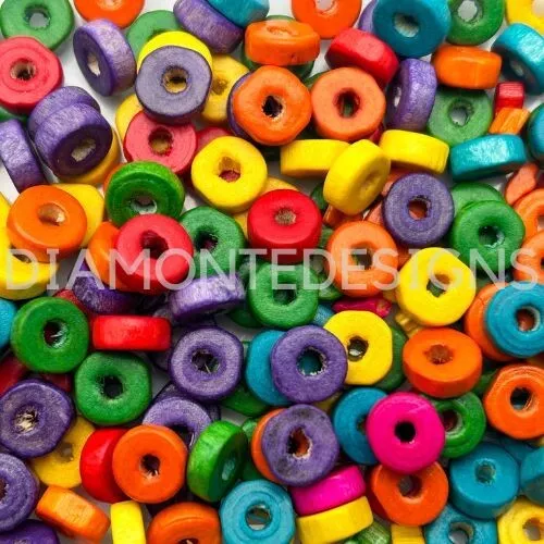 200 Pcs 8mm Mixed Colour Wooden Rondelle Bead Spacer Beads Jewellery Craft G15