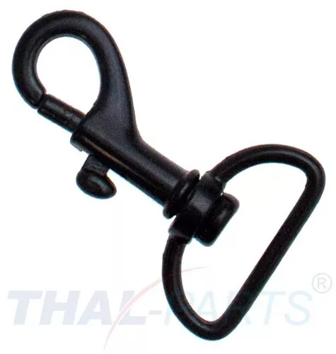 10 Stück Karabinerhaken 22 x 44mm Schwarz mit geradem Wirbel Karabiner Haken