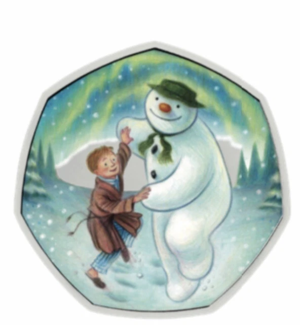 2023 50P COLOURED Fifty Pence Christmas Coin The Snowman Brilliant Uncirculated £14.99 PicClick UK