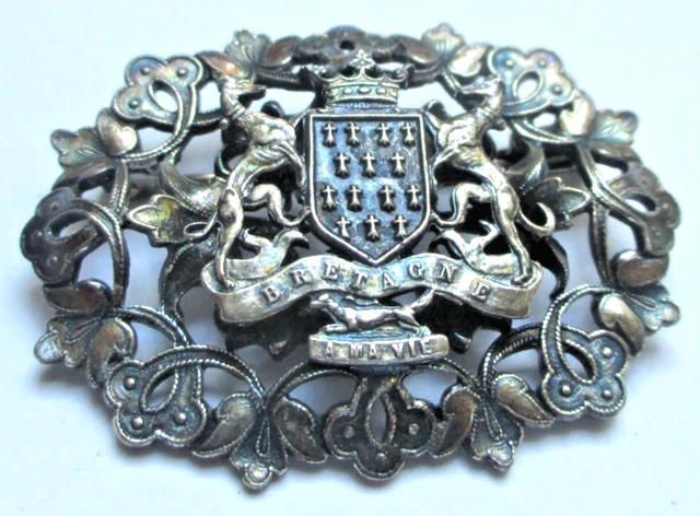 Broche Vintage Anne De Bretagne - Motif Hermine, Couleur Argenté - Occasion En Bon état - Bijou Fantaisie Femme