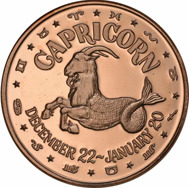 Zodiac Series - Capricorn    1oz .999 copper round