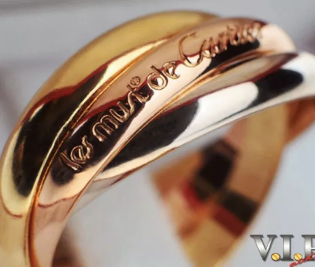 Cartier Trinity Bague Medium Ring Goldring 18K Tricolor Gold Anello Sortija (49)