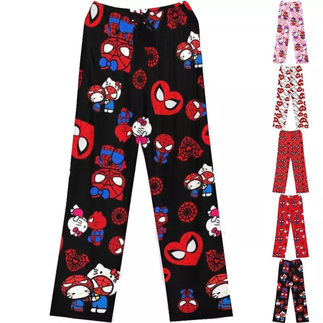 HelloKitty Spiderman Pyjama Bottoms Womens PJs Cartoon Trousers Pants Sleepwear▫