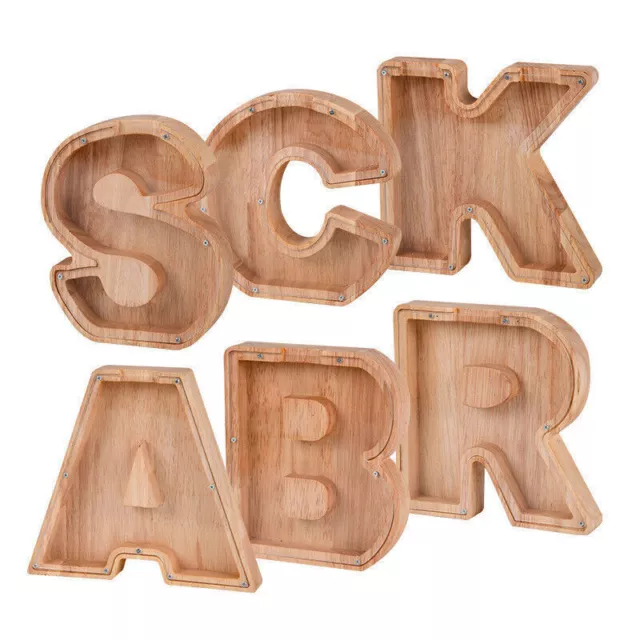 Holz Alphabet Sparschwein Buchstaben Spardose Kinder Weihnachtsgeschenk