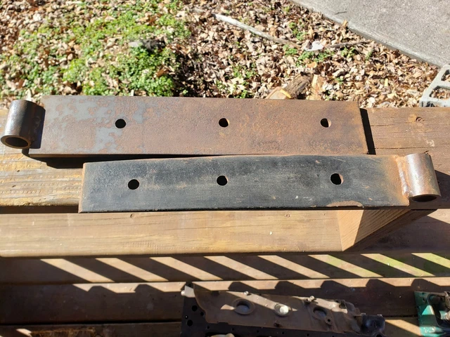Vintage Barn Door Strap Hinges Hand Forged Iron Lot of 2 Barn Gate 2