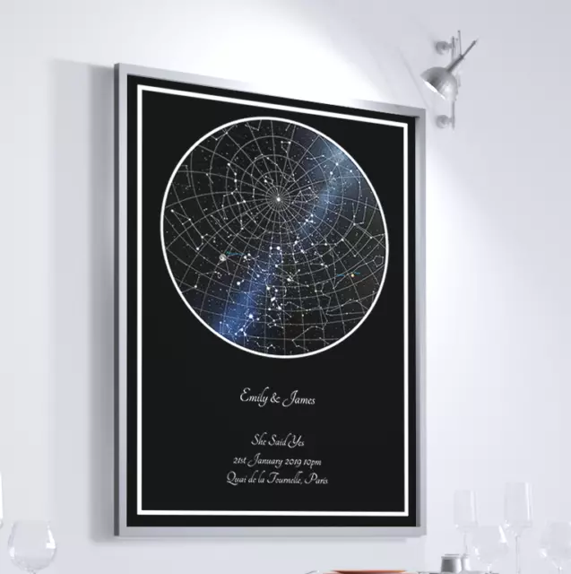 Personalised Night Sky Star Map Print Day We Met 1st Anniversary Paper Gift 2