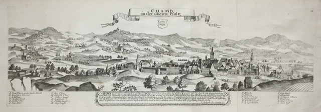 Cham Oberpfalz Bayerischer Wald Baviera Engraving Incisione Bodenehr 1720