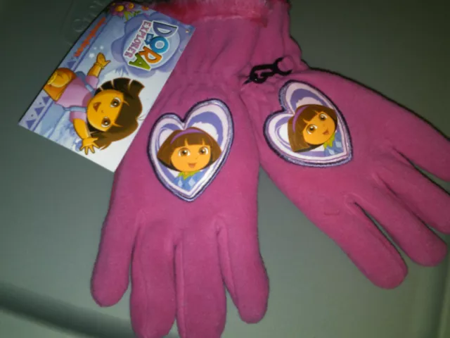 Nwt Girls Dora The Explorer Hot Pink Fleece Gloves -- One Size
