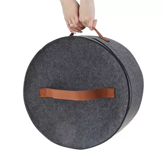 Round Hat Box Organizer 17" Diameter Women Men Travel Large Hat Felt Storage Box