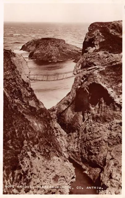 Carrick-A-Rede, Co. Antrim - Rope Bridge ~ An Old Real Photo Postcard #232046