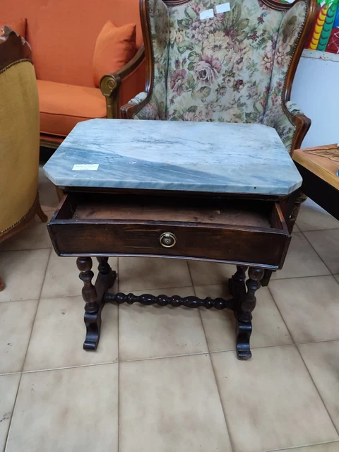 Consolle in legno con piano in marmo 60x39xh70