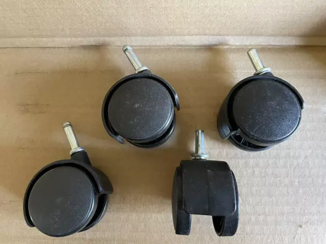 Set of 4 - Double Wheel - 1 1/2" Plastic Casters - with 1/2" Stem