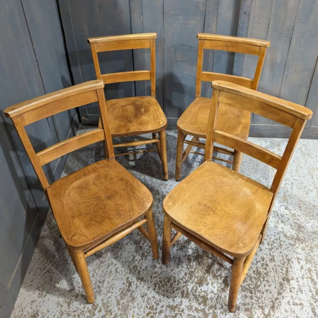 Set of 4 Pure Simple Classic Elm and Beech Church Chapel Chairs from St John’s