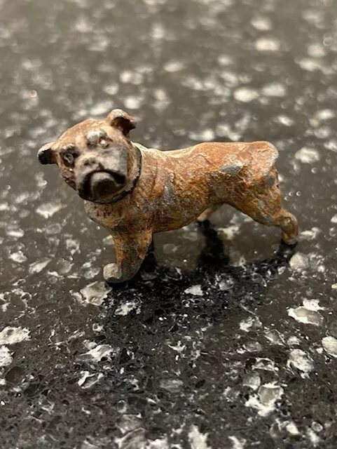 Vintage Collectible Dog Figurine Bulldog Cold Painted Cast Metal