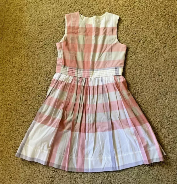 Burberry Girls Pleated Pink Classic Check Plaid Dress Size 14Y ~ New With Tags!