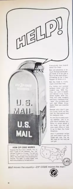 PRINT AD USPS US Mail Use Zip Code Numbers Help Postal Workers 1968 5x13