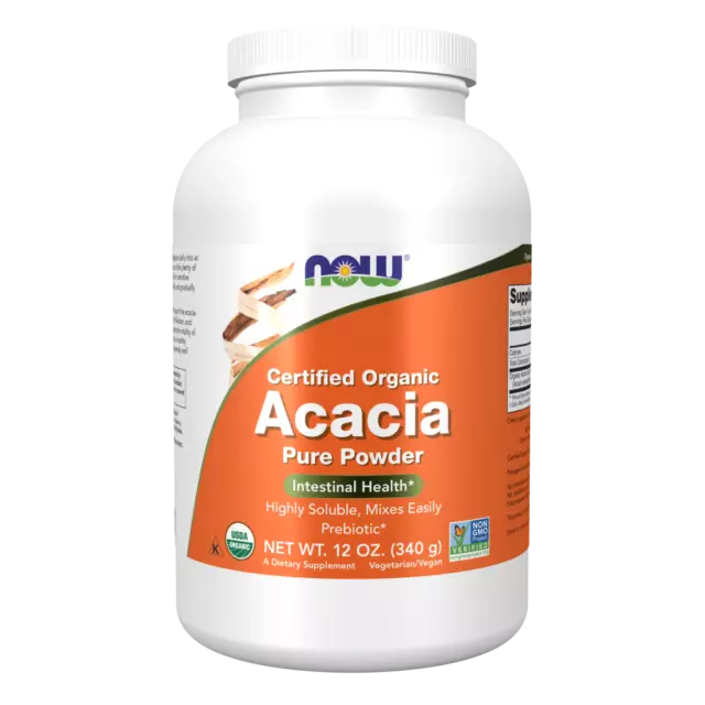 Now - Acacia Fiber Certified Organic Pure Powder, 340g | Intestinal Health