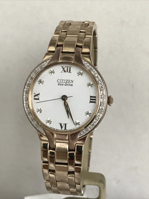 Citizen Ladies Eco Drive Bella Diamond Rose Gold Stainless Steel Bracelet Watch