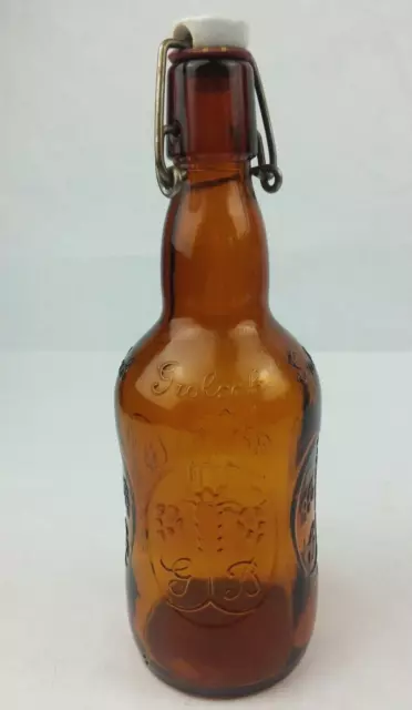 GROLSCH EMBOSSED BEER Bottle Amber Glass with Swing Top Cap Grolsch ...