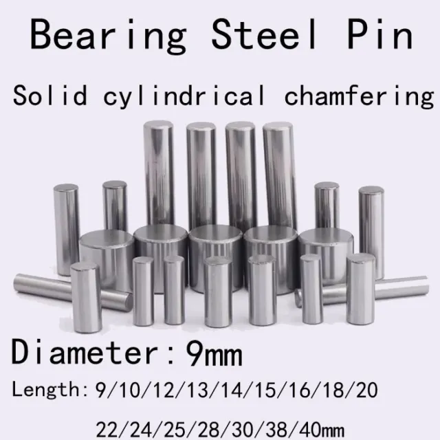 9mm Dia Bearing Steel Pin Solid Cylindrical Chamfering Dowel Pins 9mm-40mm Long