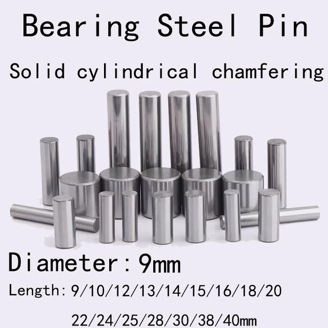 9mm Dia Bearing Steel Pin Solid Cylindrical Chamfering Dowel Pins 9mm-40mm Long