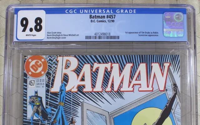 BATMAN #457 CGC 9.8 (1990) 1st app TIM DRAKE as ROBIN, NEWSSTAND ed (DC Comics)! 2