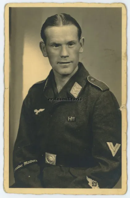Orig. Foto AK Portrait Luftwaffe Obergefreiter mit TOP Jagdgeschwader Ärmelband