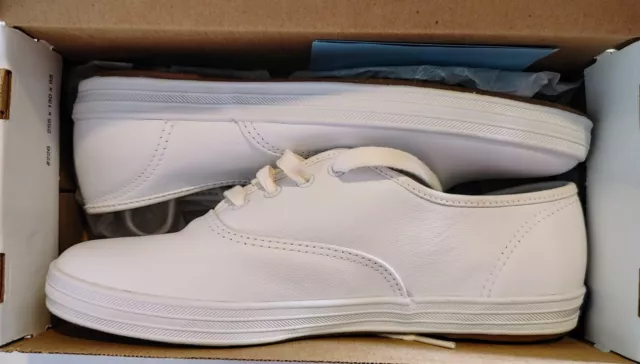 NIB Keds Champion Original White Lea Leather Sneaker WH45750 Size 6.5M